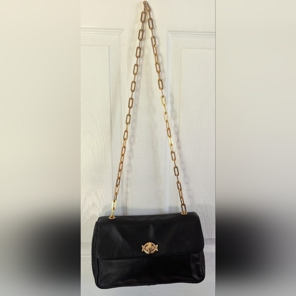 Gianni Bernini Italian Leather Chain Strap Handbag